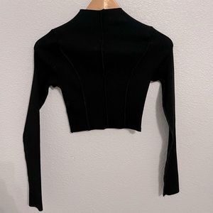 Black turtle neck crop top